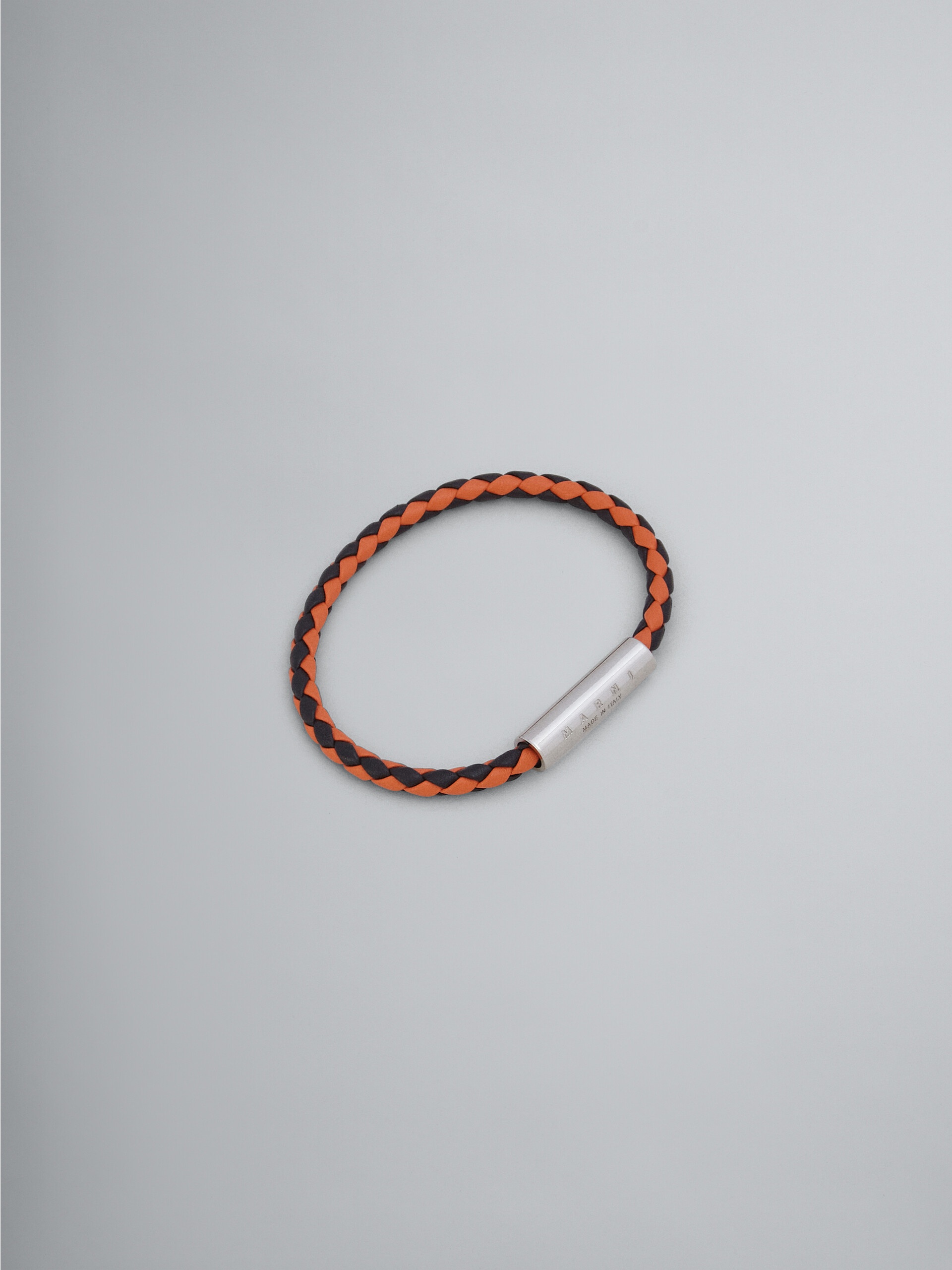 ORANGE AND GREEN BRAIDED LEATHER BRACELET - 1