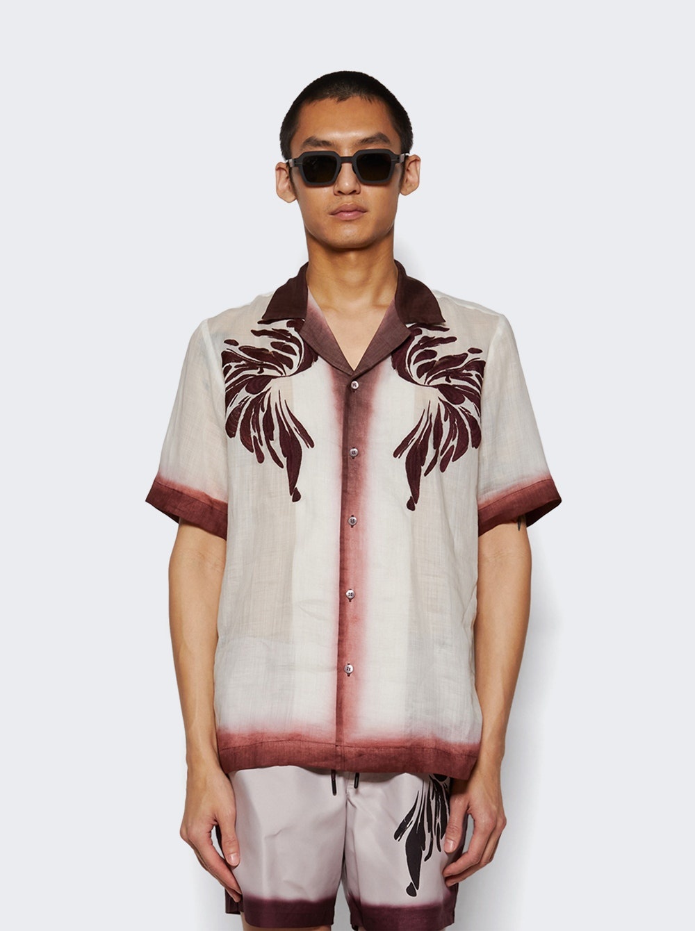 Carltone Embroidered Shirt Burgundy - 2