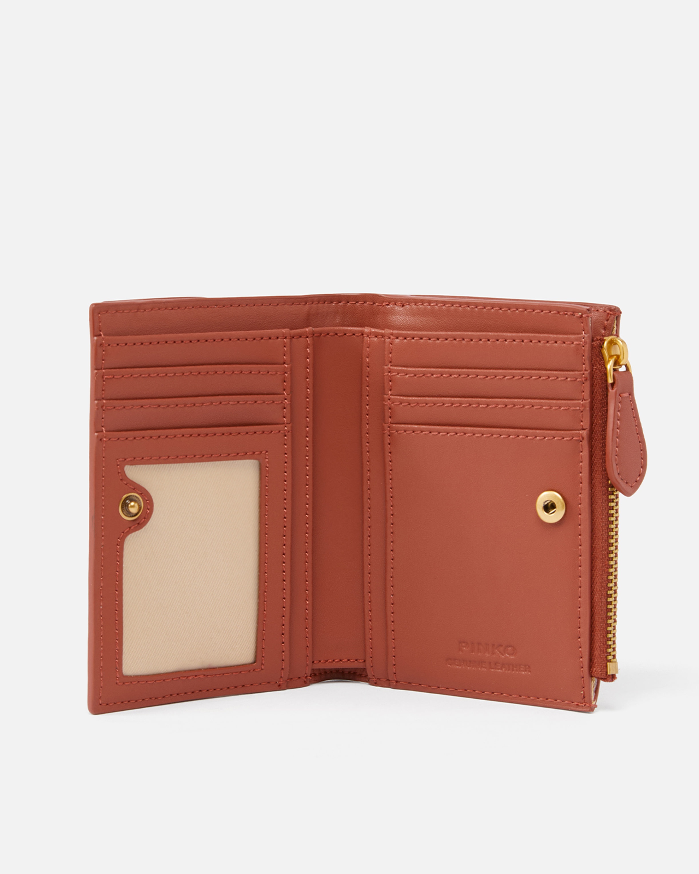 COMPACT SMALL WALLET IN SMOOTH LEATHER WITH LOGO - 3