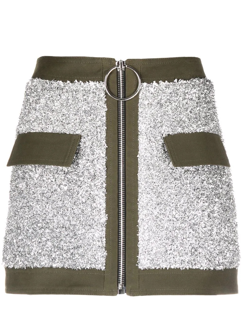 contrast-trim zipped skirt - 1