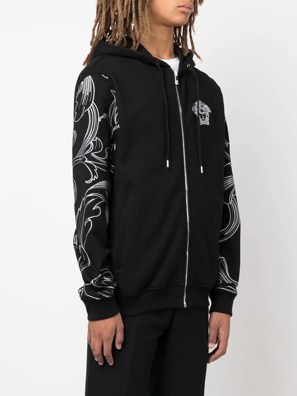 Barocco logo-embroidered hoodie - 3