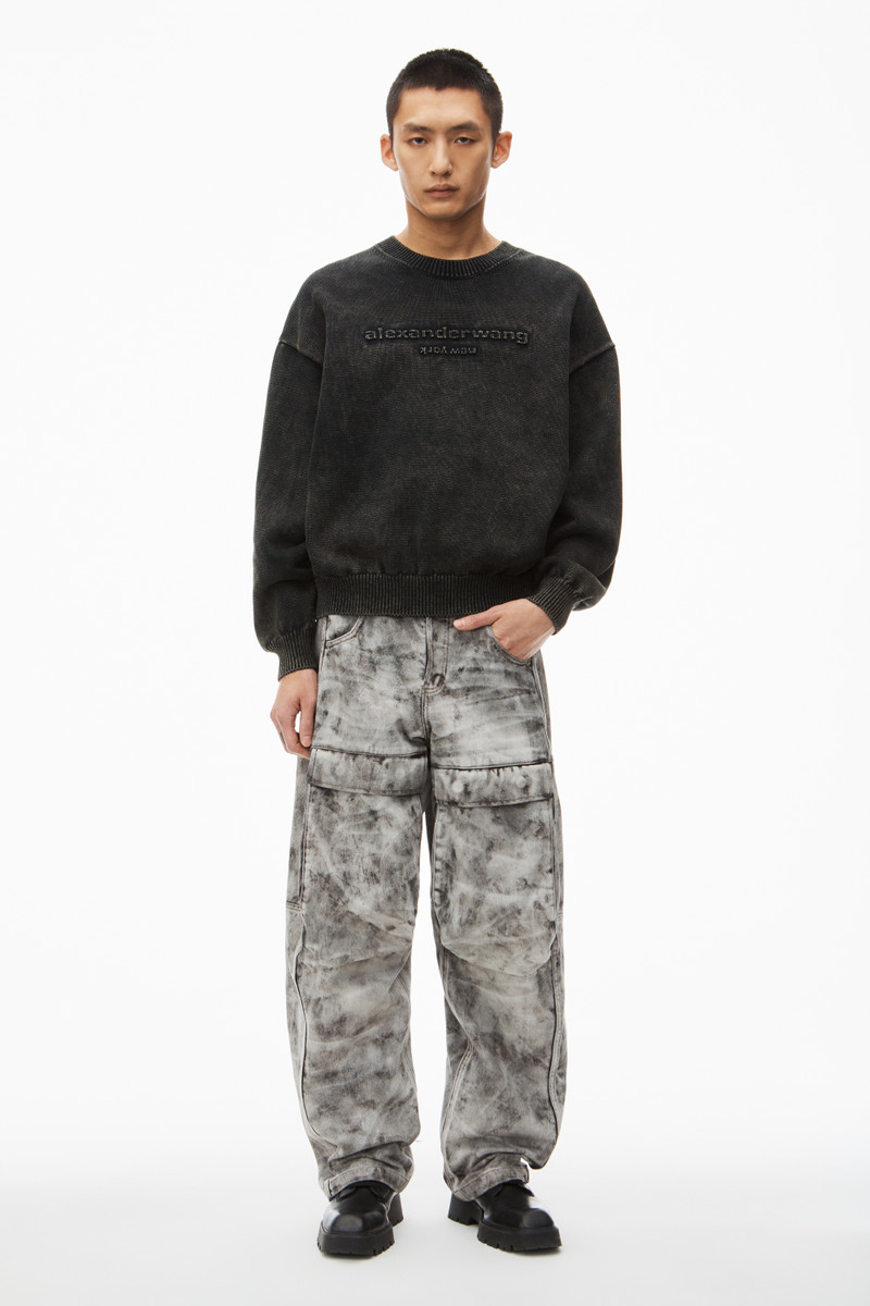 Alexander Wang denim cargo pants in trompe-l’oeil leather effect outlook