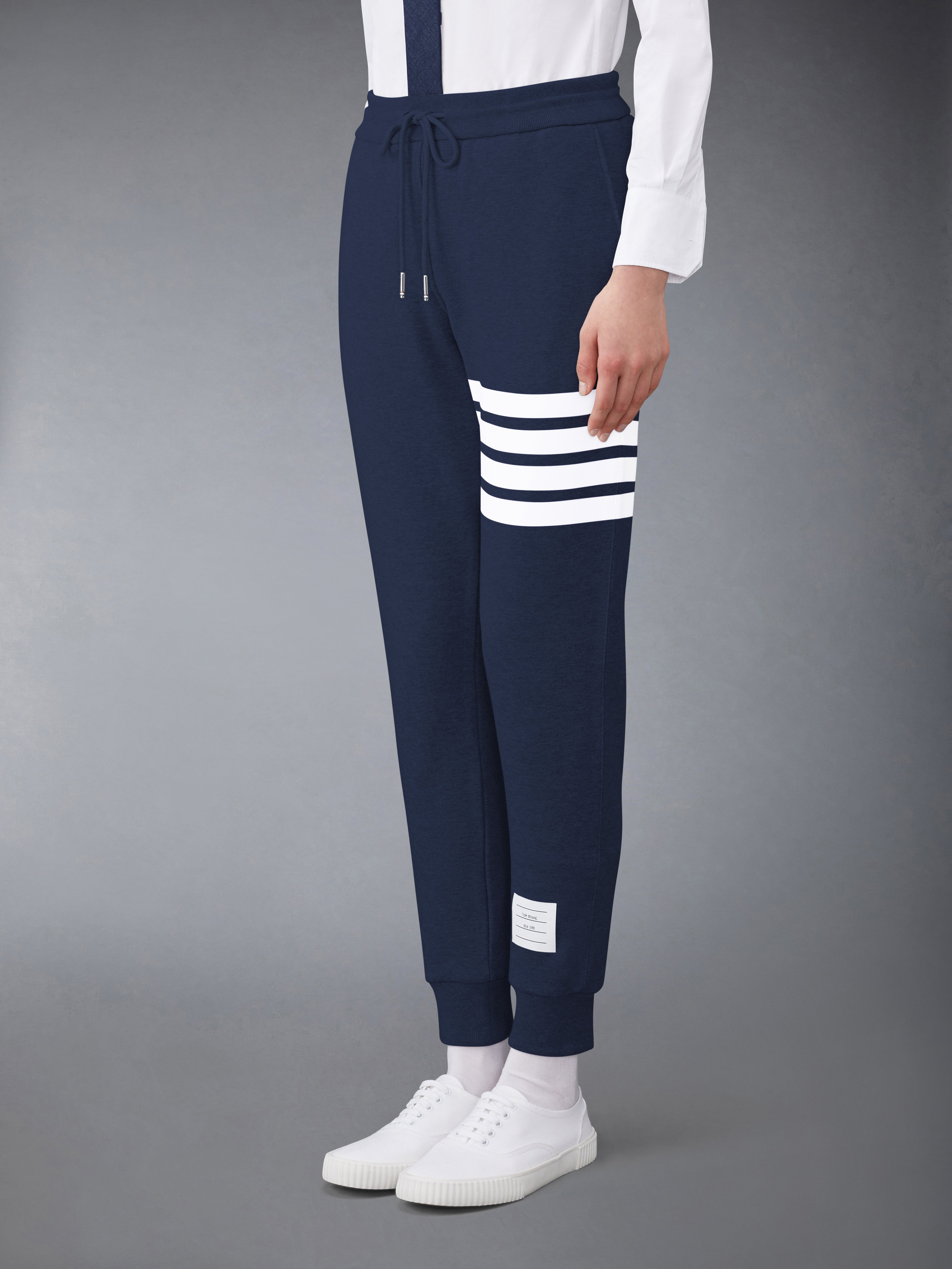 Navy Cotton Loopback Knit Engineered 4-bar Classic Sweatpant - 3