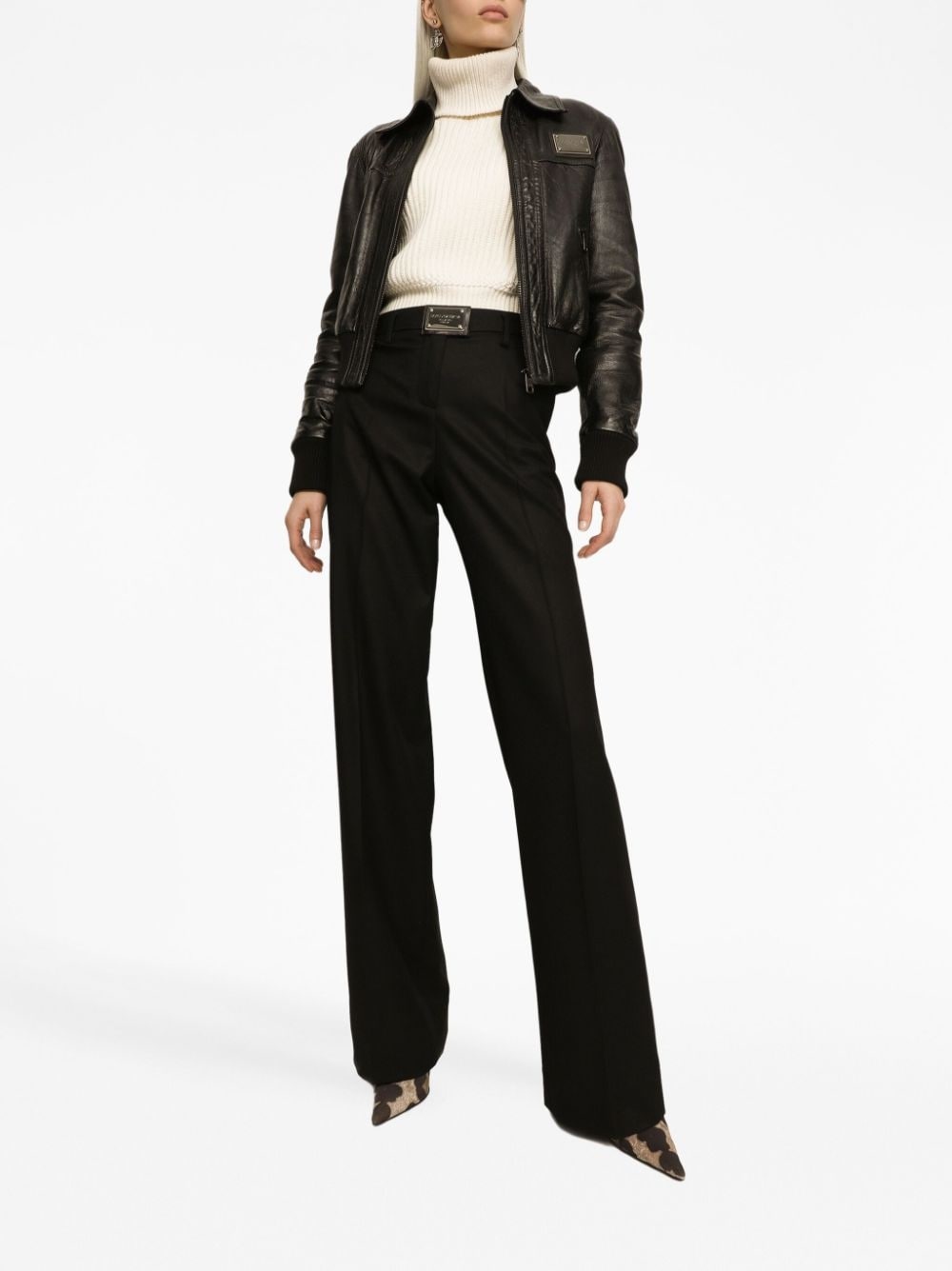 logo-plaque straight-leg trousers - 3