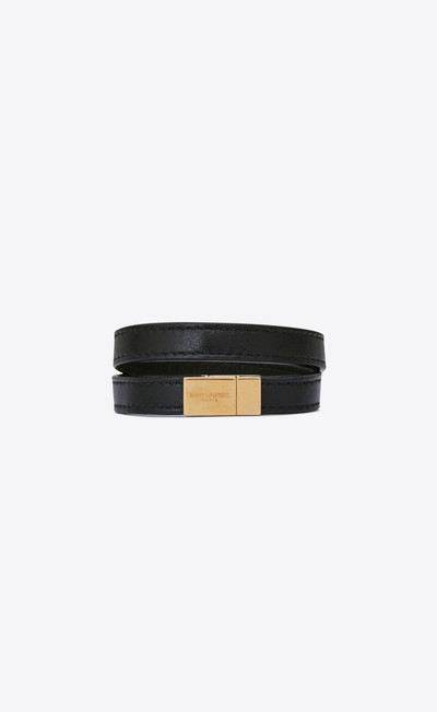 SAINT LAURENT opyum double wrap bracelet in leather and gold-toned metal outlook