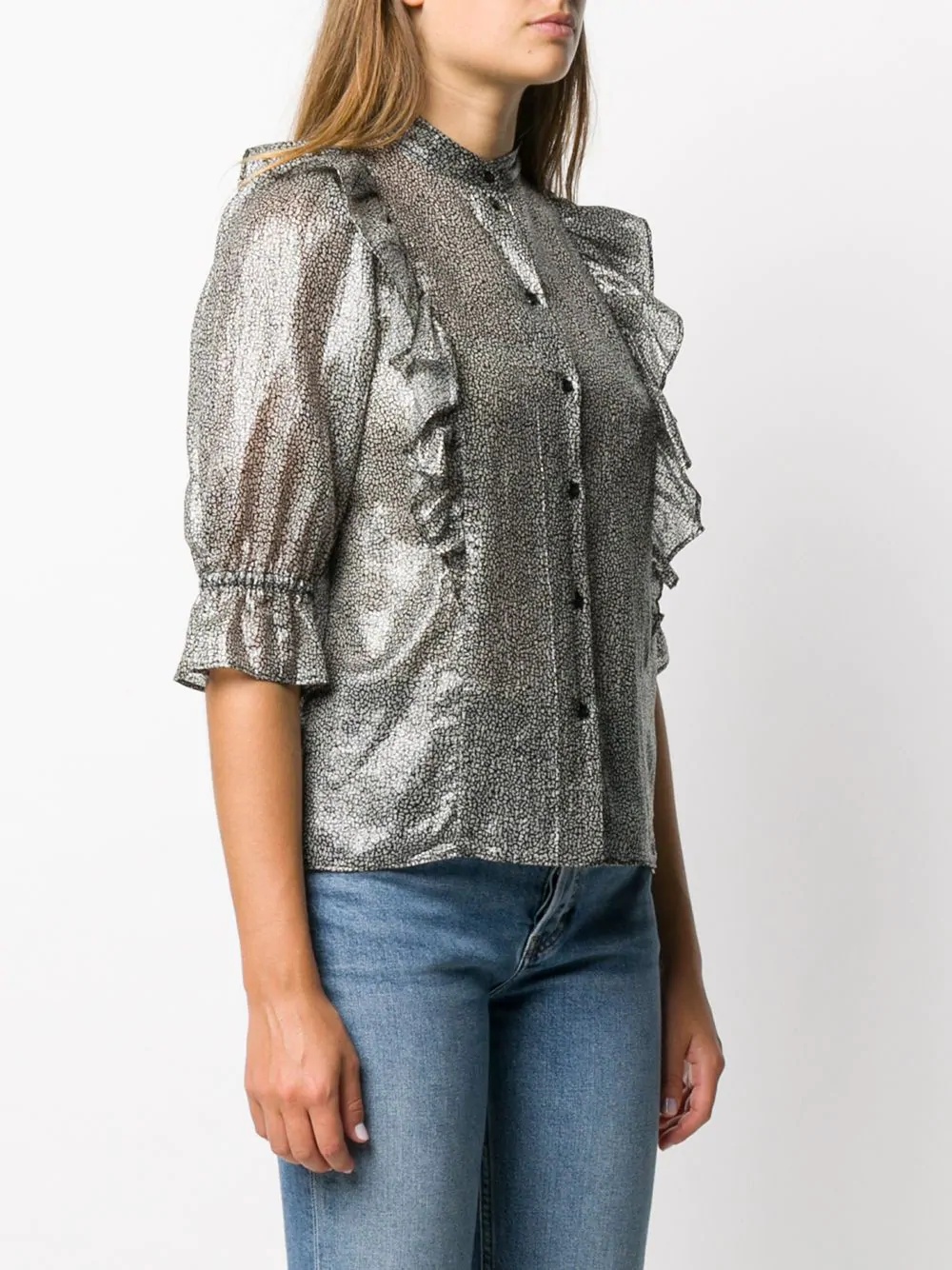 metallic puff sleeves blouse - 3