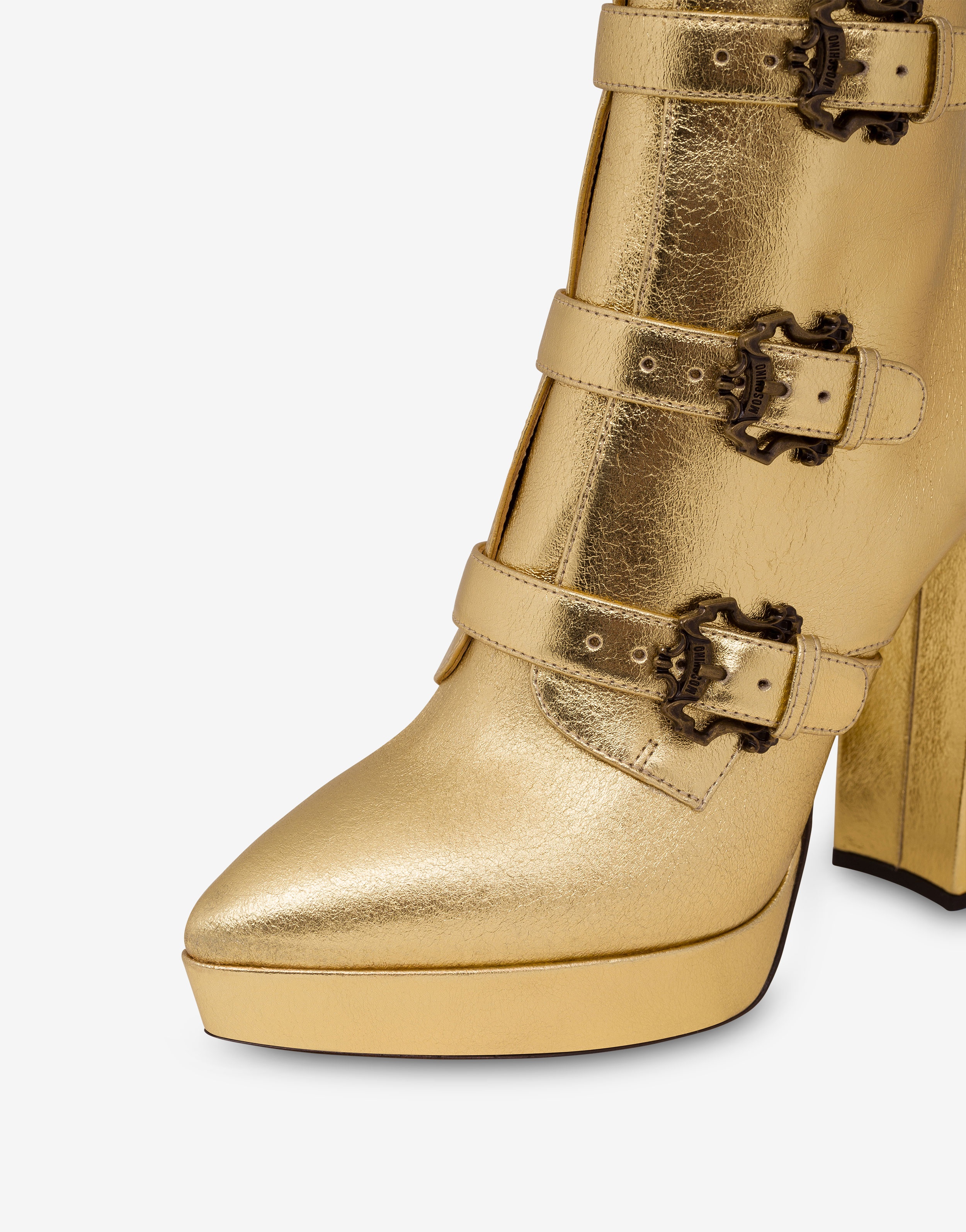 BAROQUE BUCKLES LAMINATED ANKLE BOOTS - 4