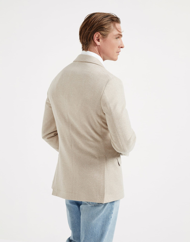Brunello Cucinelli Brushed wool and cashmere chevron deconstructed Cavallo blazer outlook
