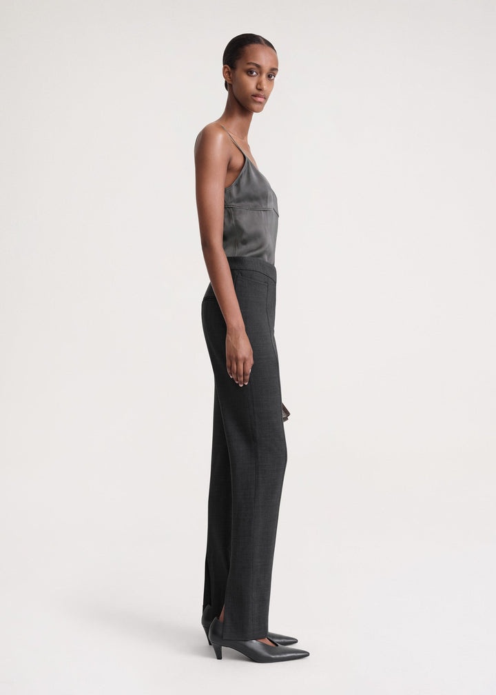 Slim crepe suit trousers charcoal mélange - 3