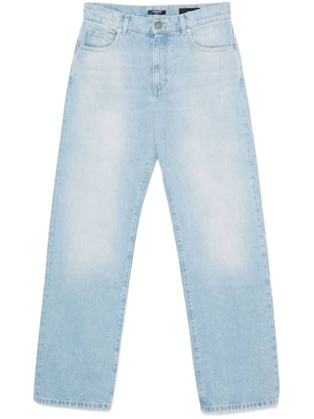 Washed Denim Straight Jeans Blue - 2