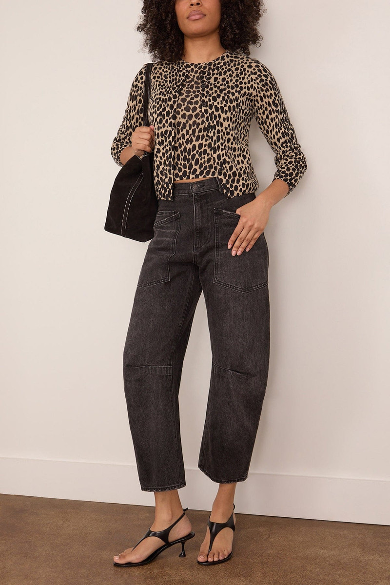 NILI LOTAN Keelah Cardigan in Taupe/Black Cheetah outlook