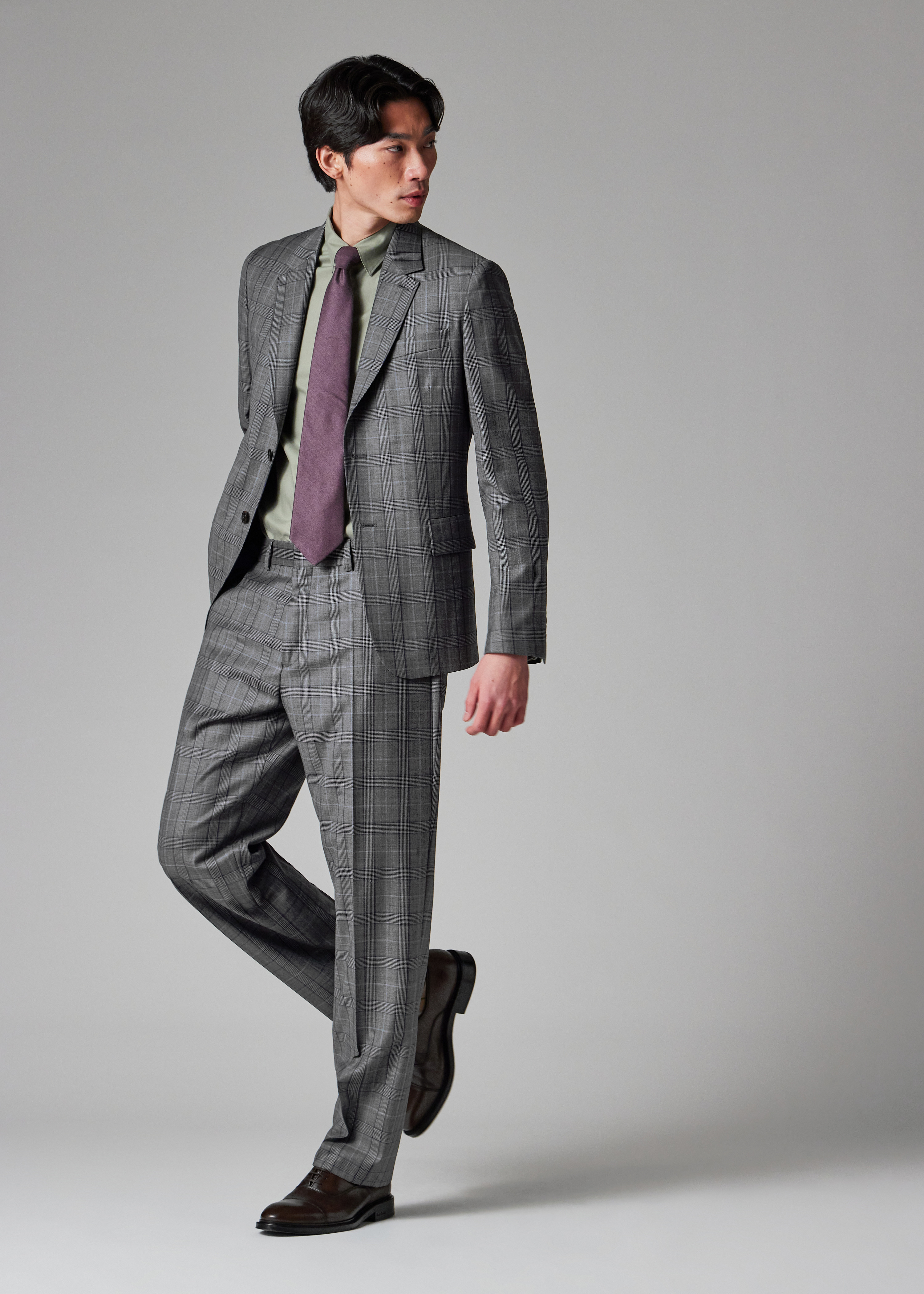 Grey Wool Check Suit - 8
