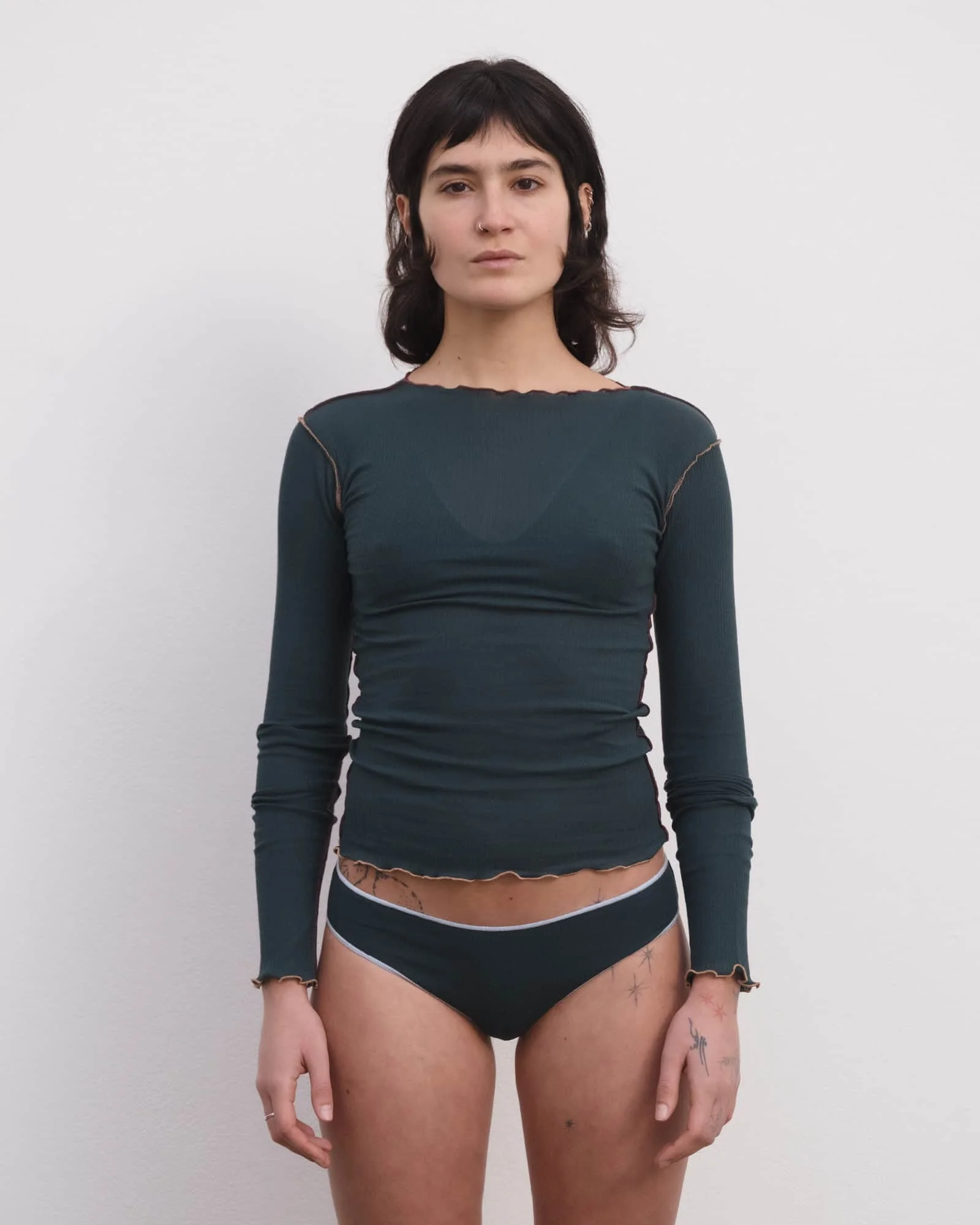 Vein Long Sleeve Tee - Organic Cotton Rib - 1
