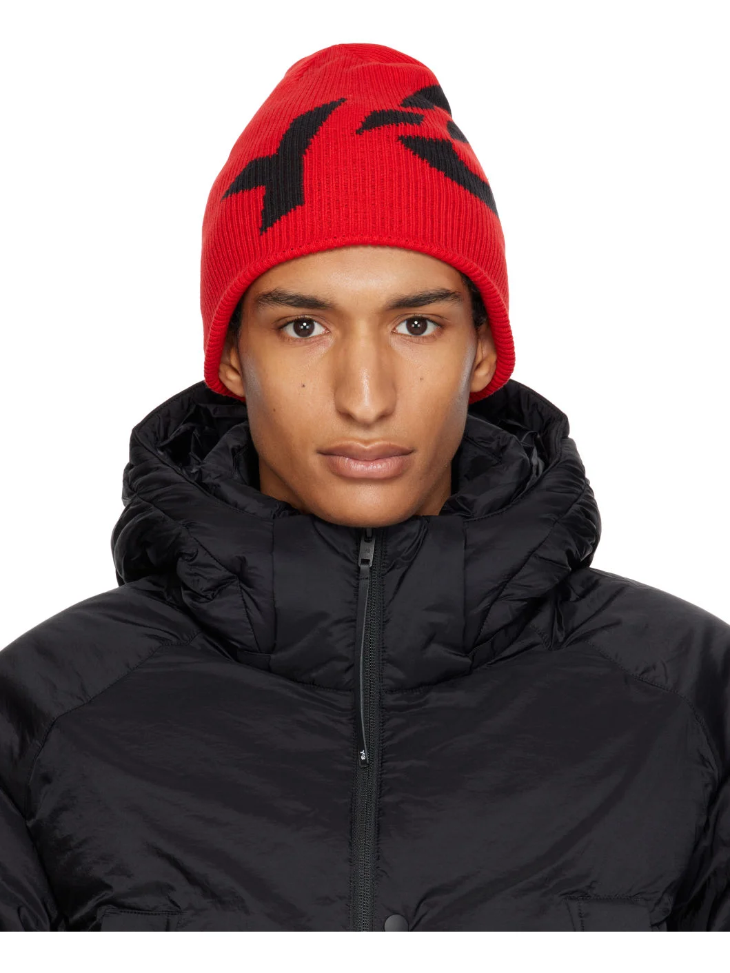 Red Graphic Logo Beanie - 1
