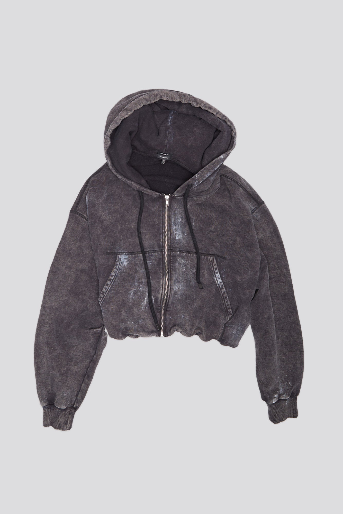 BALLOON ZIP-UP HOODIE - WASHED BLACK - 1