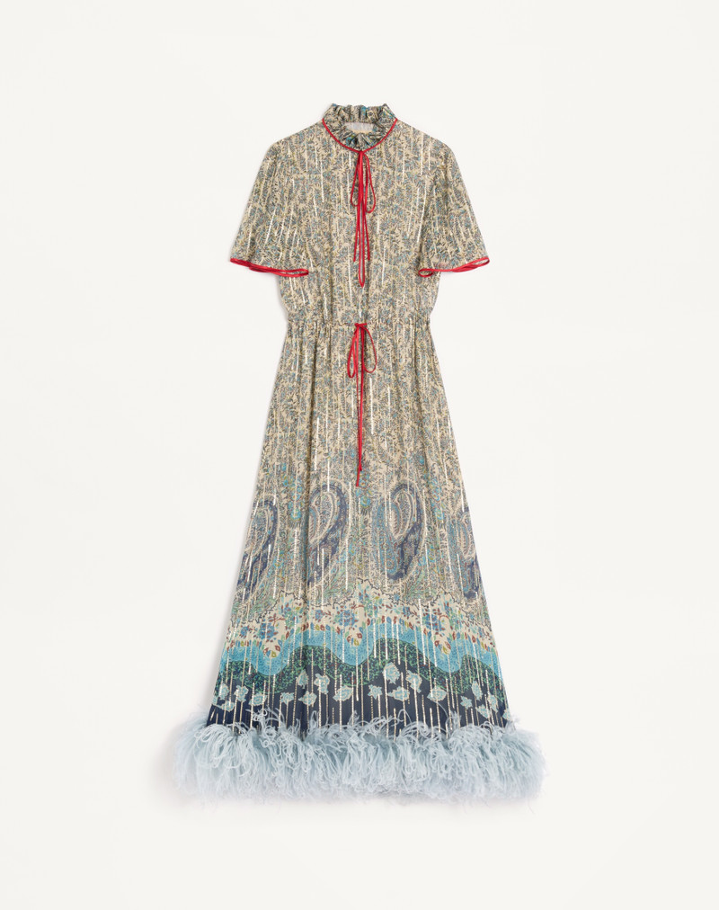 PEKIN MIDI DRESS WITH VOYAGE IMAGINAIRE PAISLE 1