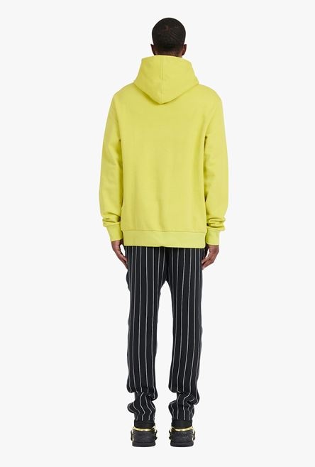 Oversized lime-green cotton sweatshirt with multicolor Balmain logo print - 3
