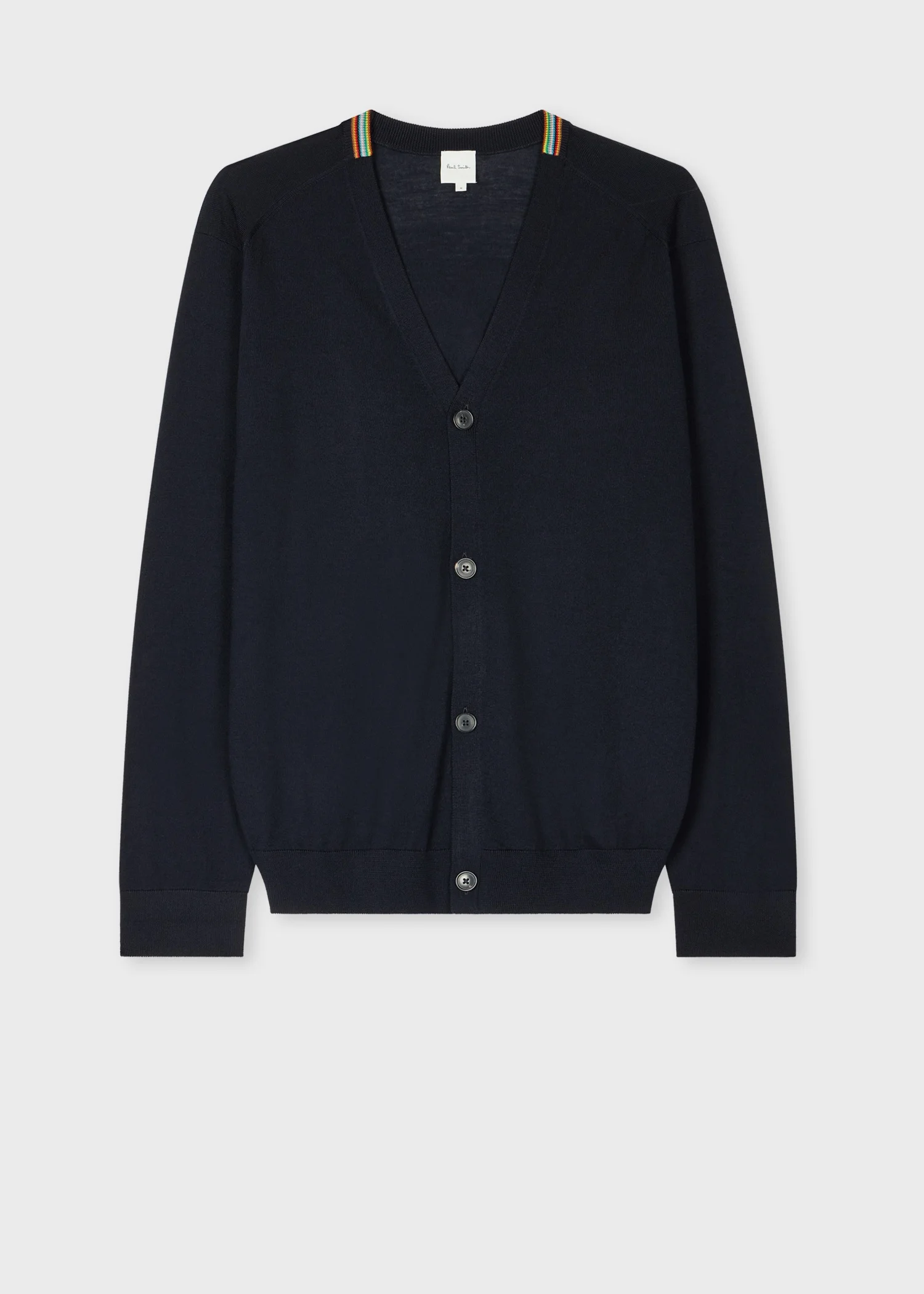 Dark Navy Washable Wool 'Signature Stripe' Cardigan - 1