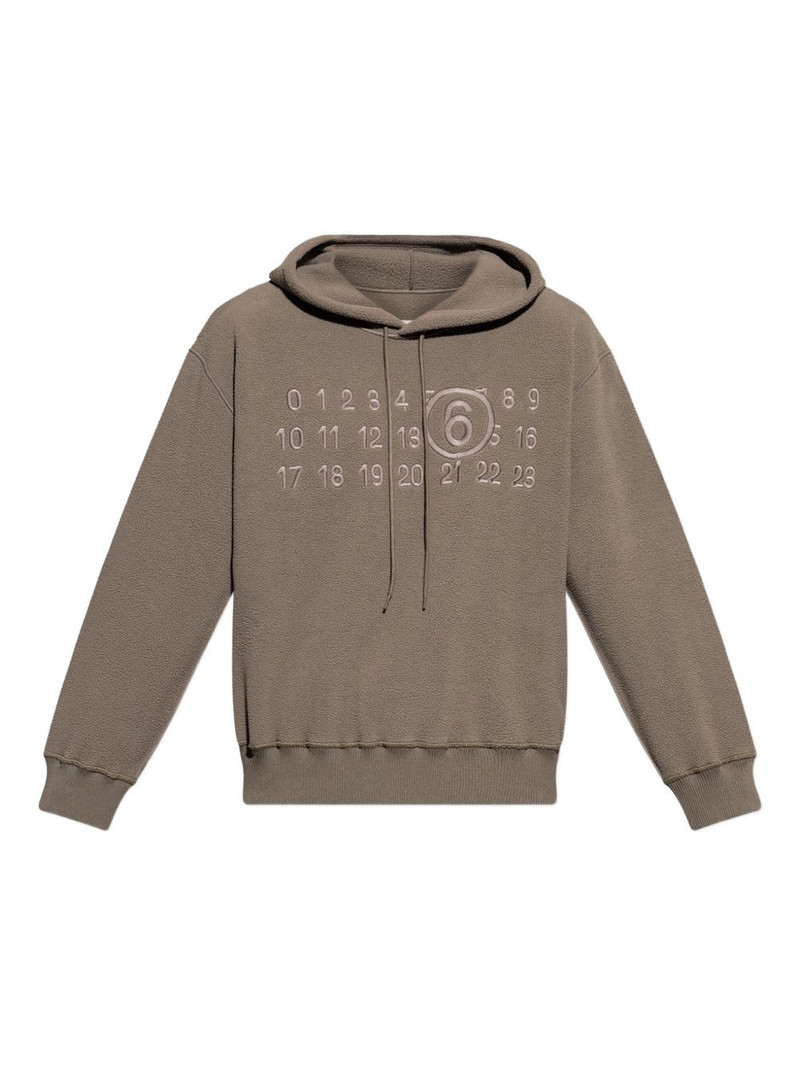 numbers-embroidered fleece hoodie 1