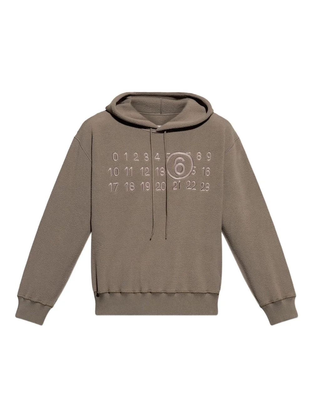 numbers-embroidered fleece hoodie - 1