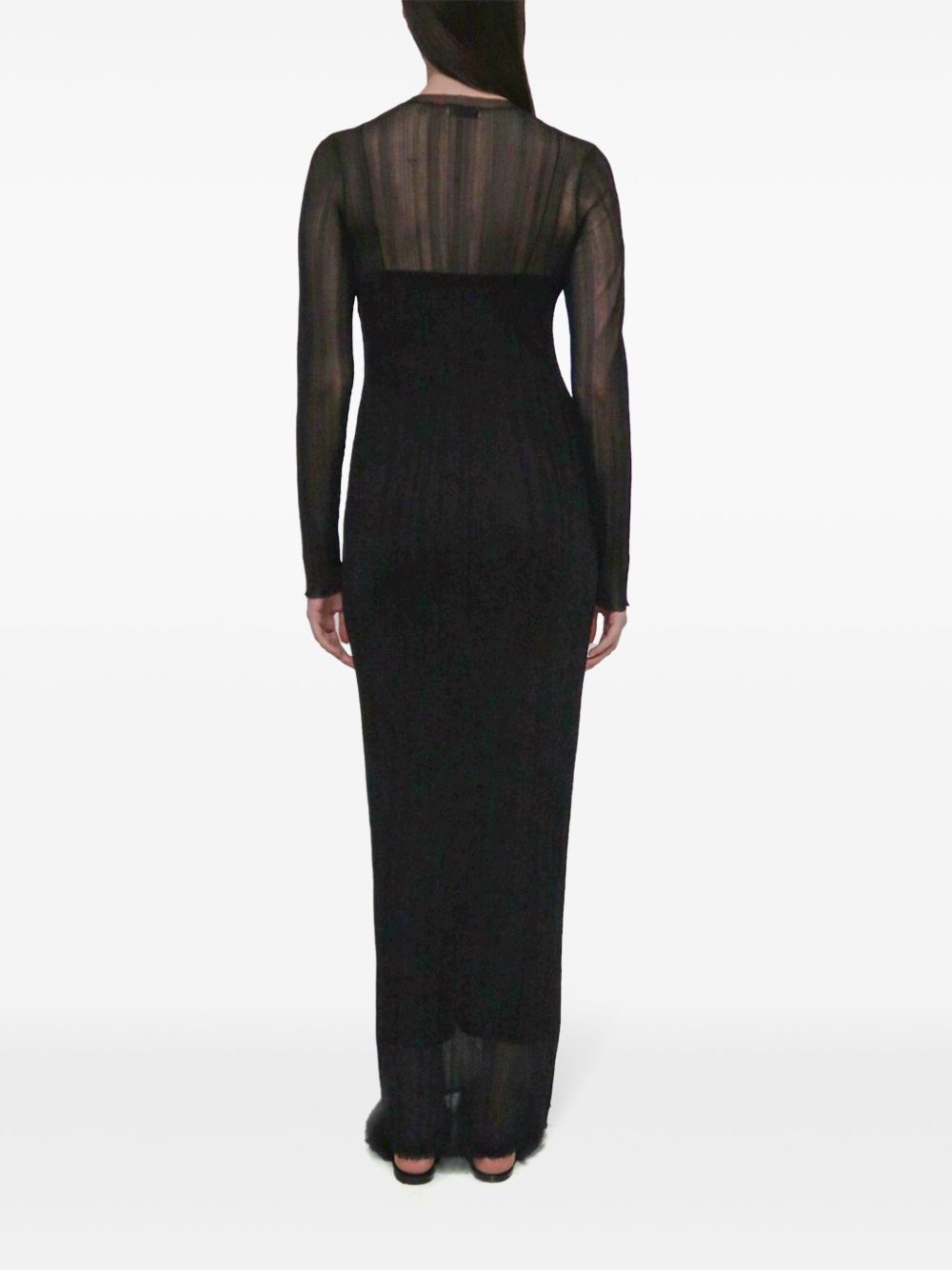 sheer plissé dress - 4