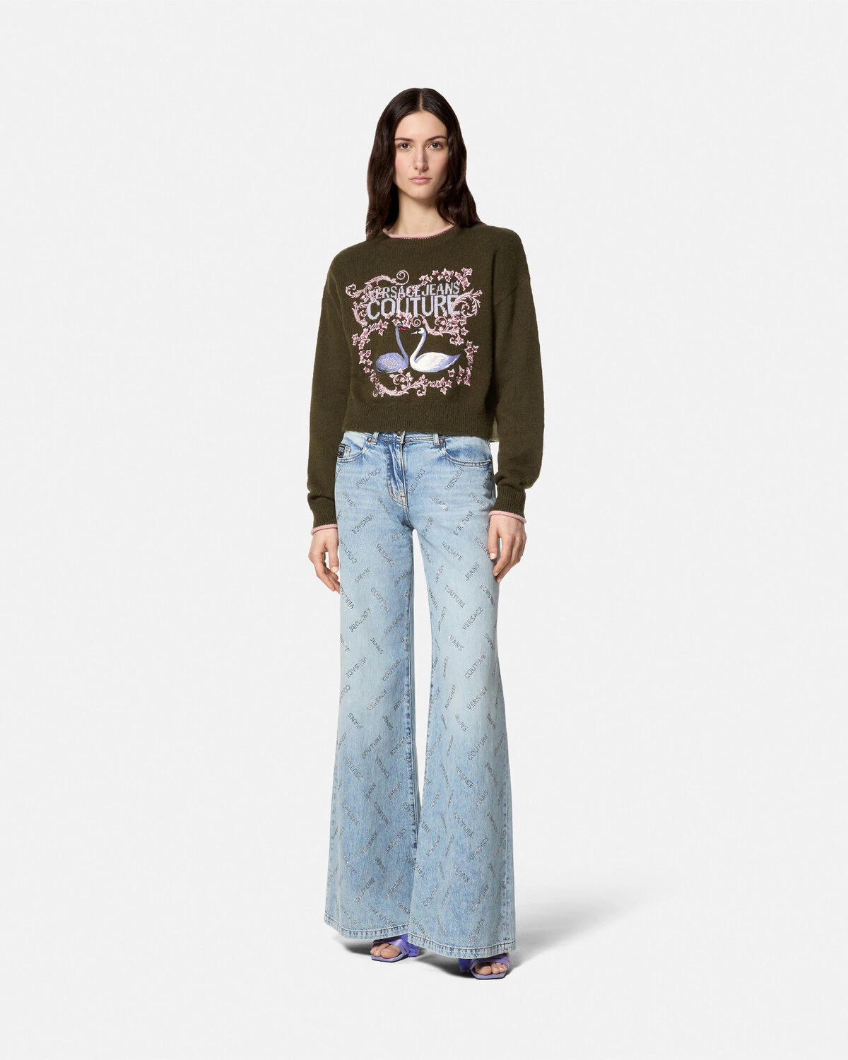 Crystal Logo Flared Jeans - 2