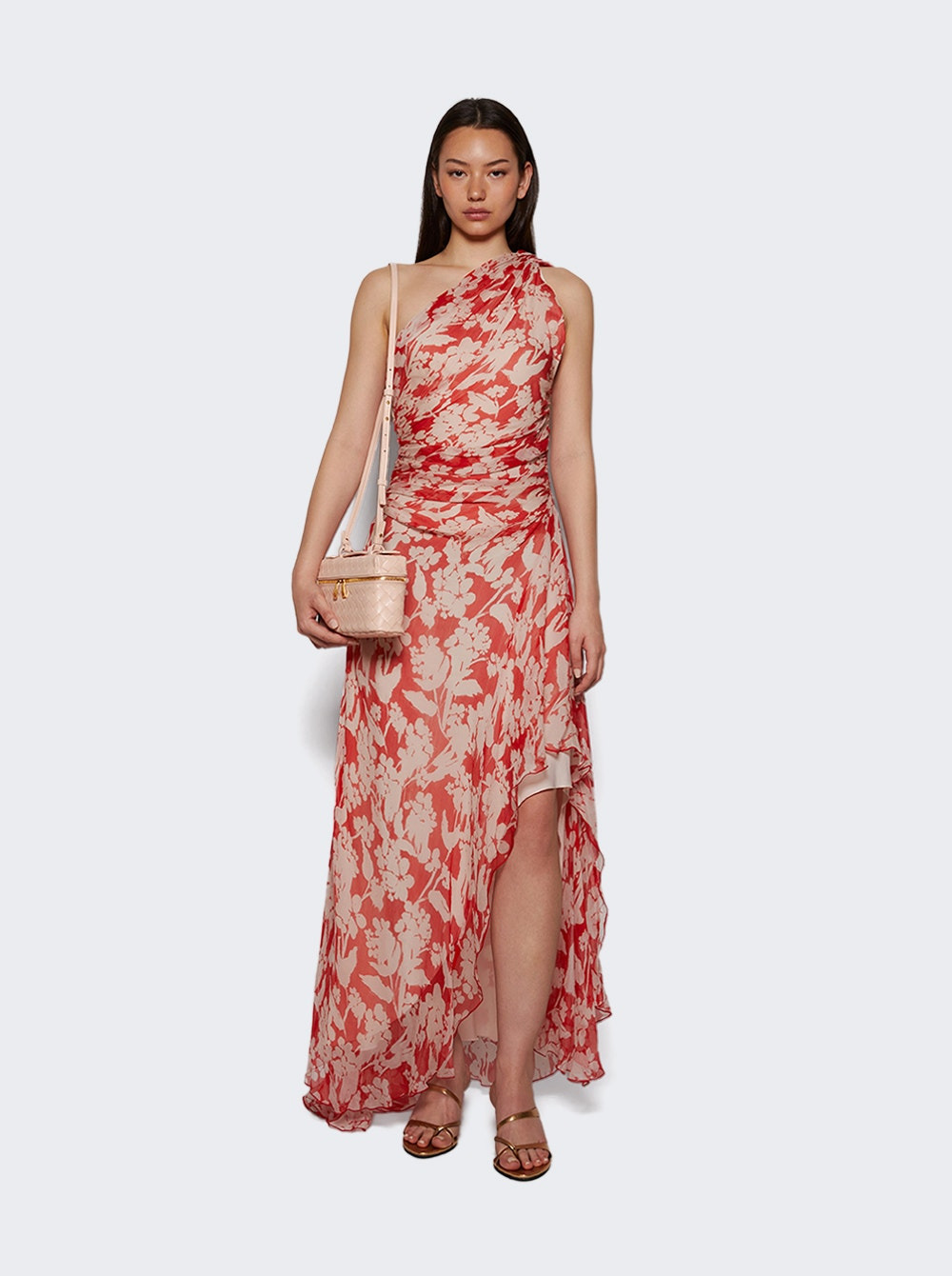 One Shoulder Draped Midi Dress Chilli And Blush - 5