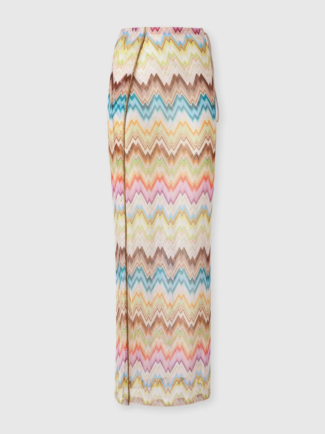 Long pareo skirt with irregular zig zag print - 1