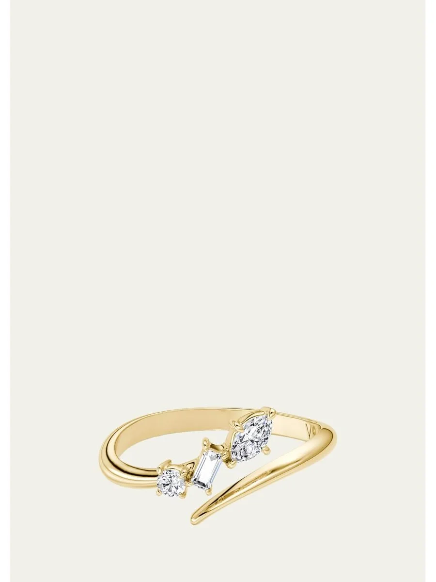 14K Yellow Gold Lab-Grown Diamond Orion Bypass Ring, 0.19tcw - 1