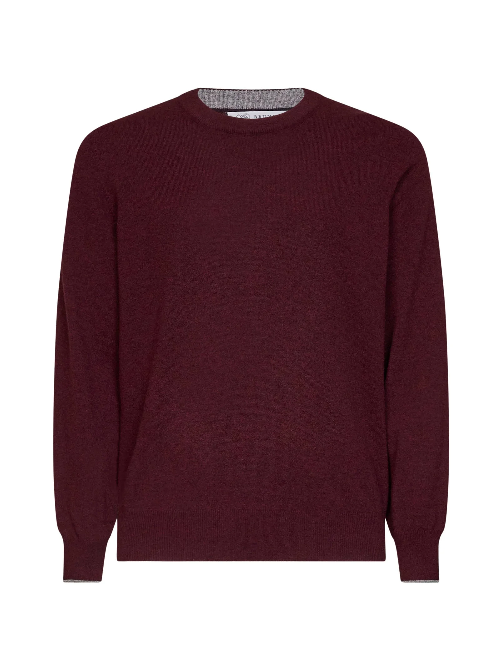 Burgundy cashmere crewneck sweater - 1