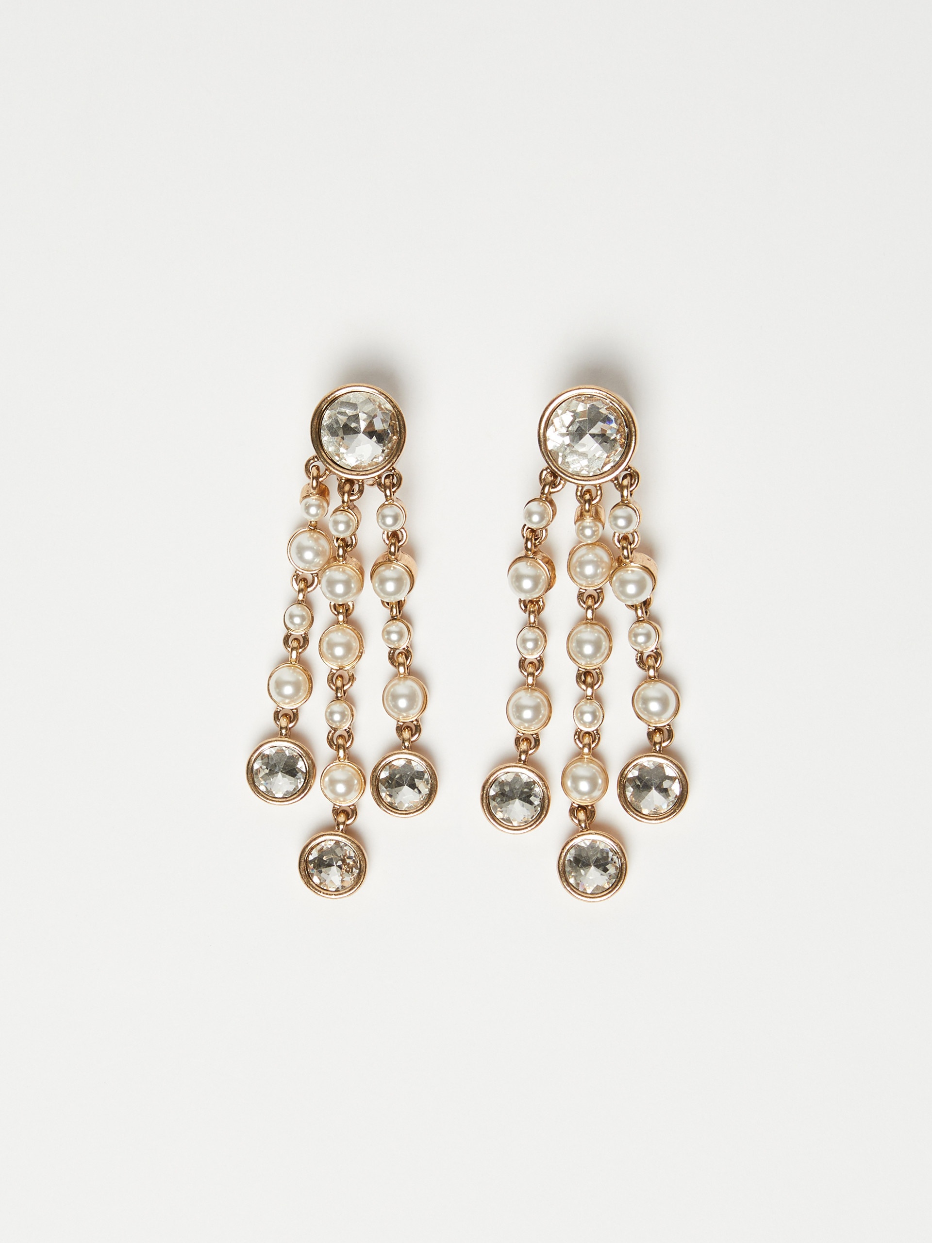 OTTAVIA Pearl and rhinestone chandelier earrings - 1