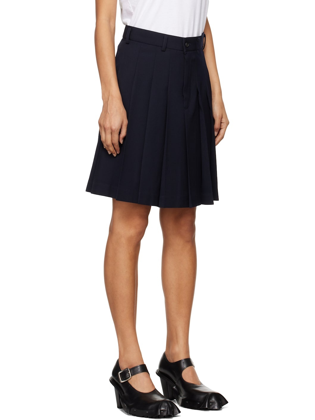Navy Wool Gabardine Miniskirt - 2