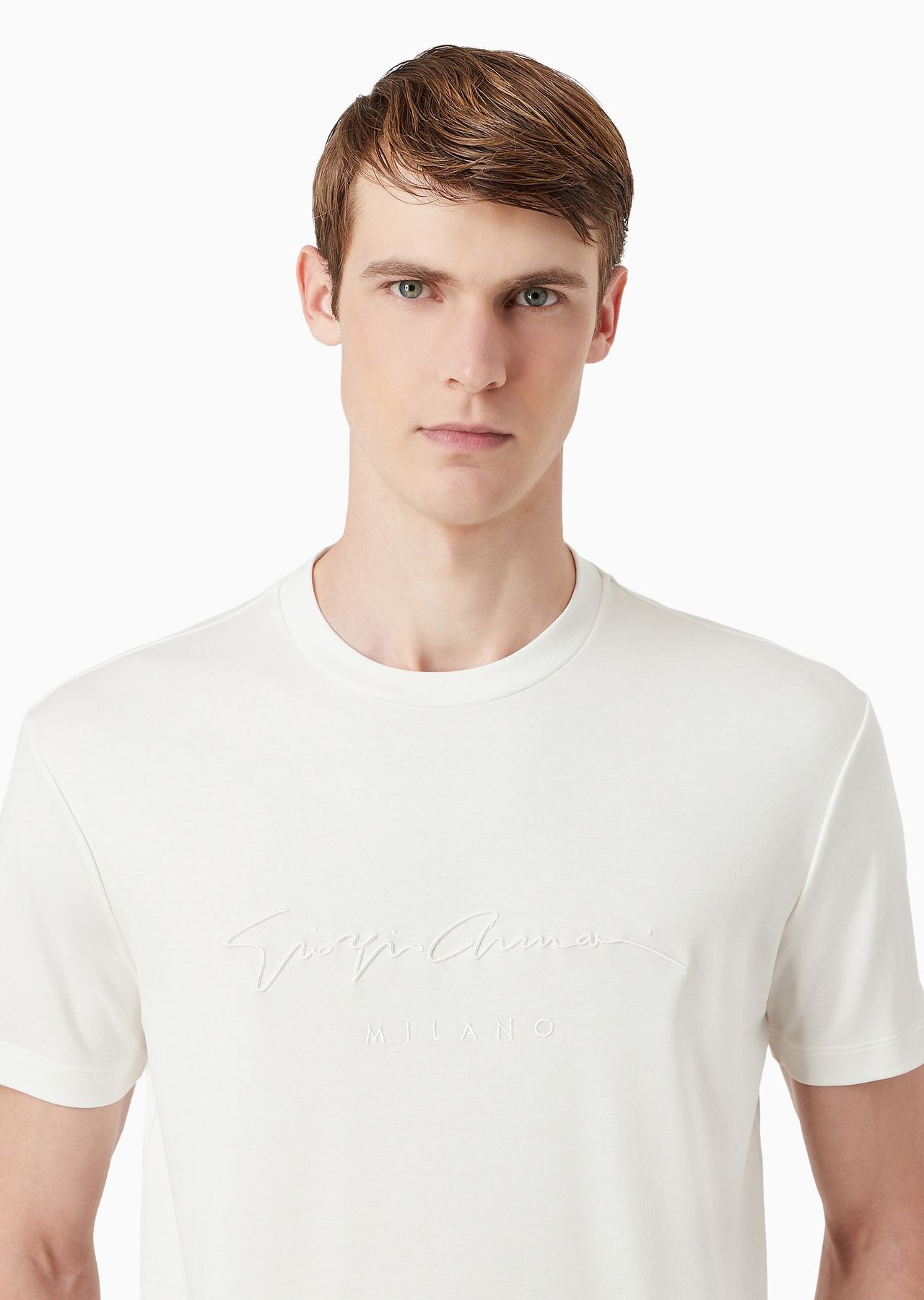 Pure cotton interlock T-shirt with embroidered logo - 5