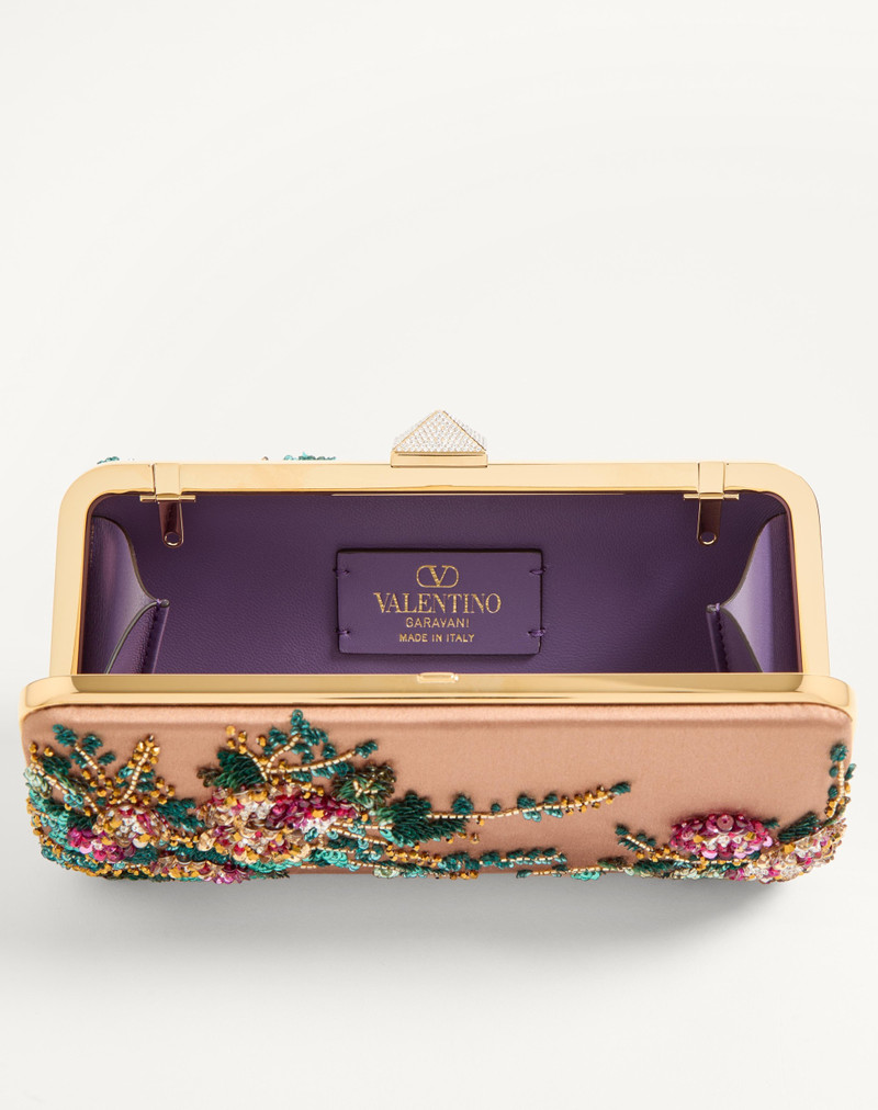 Valentino CARRY SECRETS SATIN MINAUDIERE WITH FLORAL EMBROIDERY outlook