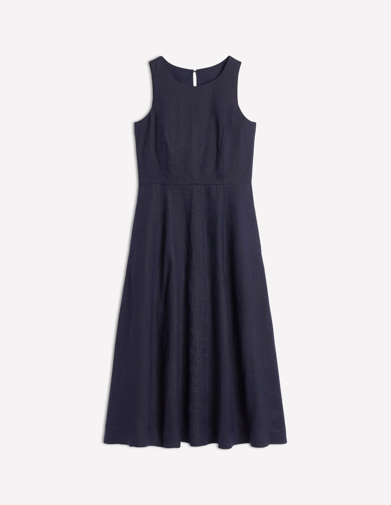 Carla Linen Midi Dress-Navy 1