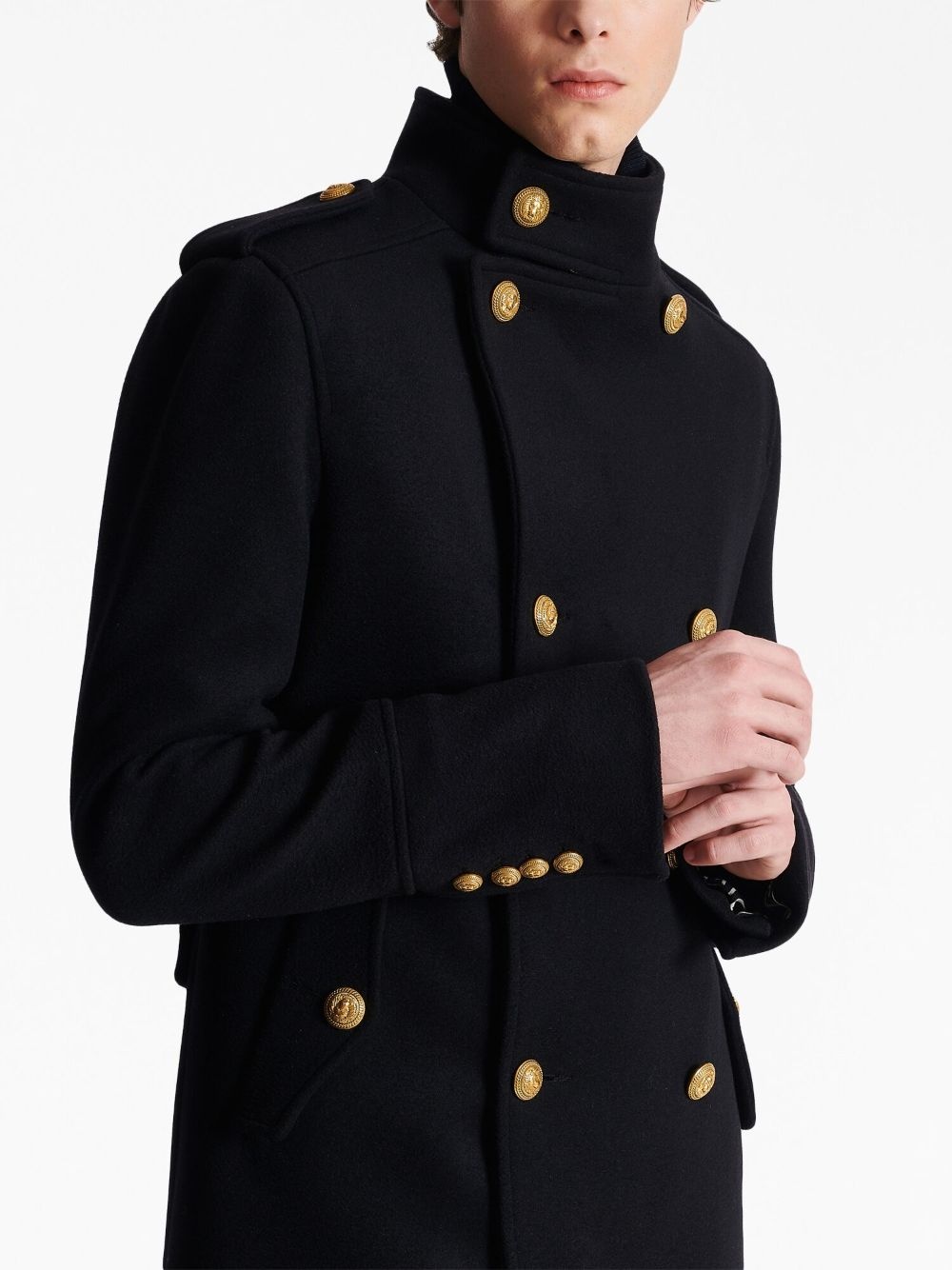 double-breasted wool peacoat - 7