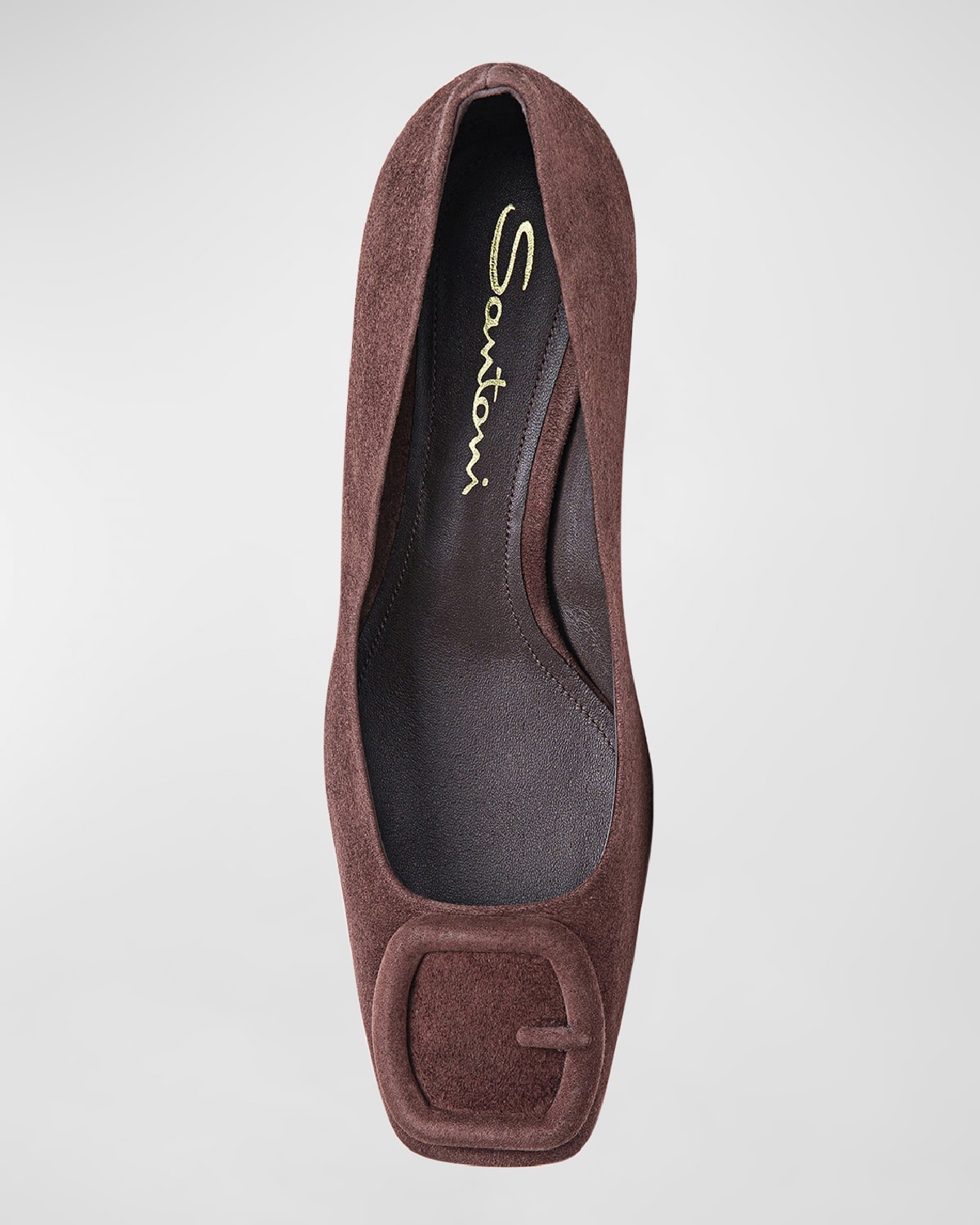 Suede Buckle Block-Heel Pumps - 6