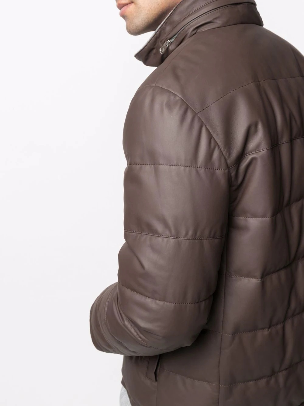 padded leather puffer jacket - 5