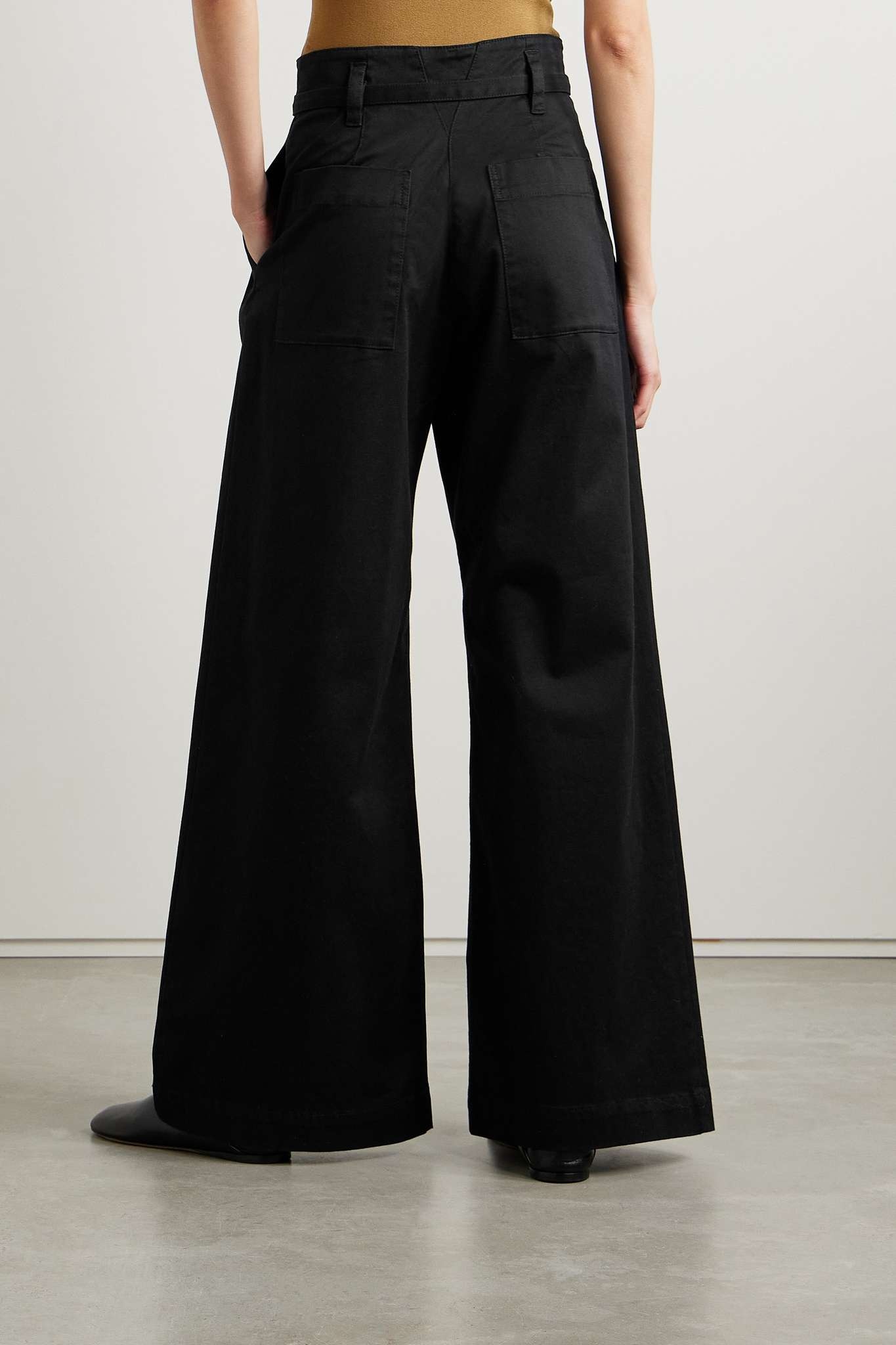 Raver belted cotton-blend twill wide-leg pants - 3