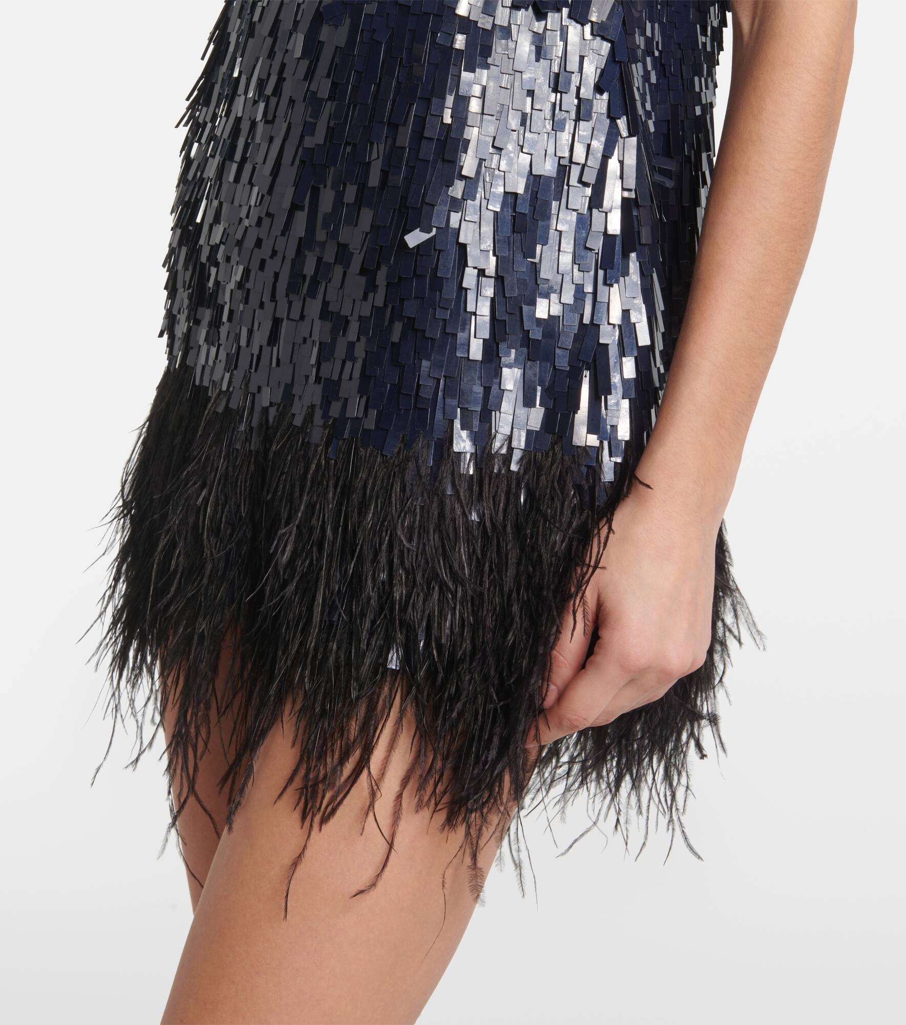 Feather-trimmed sequined minidress - 5