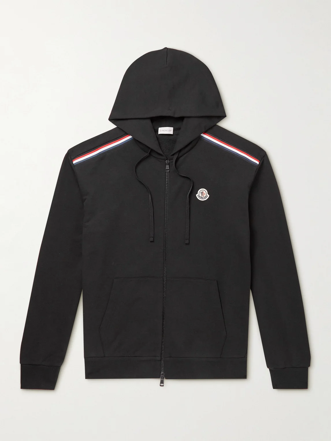 Logo-Embroidered Striped Cotton-Jersey Zip-Up Hoodie - 1