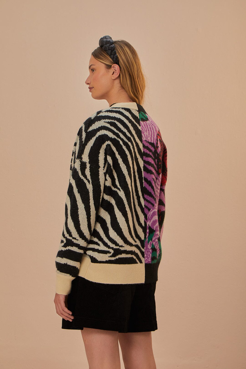 Mixed Zebra Prints Knit Cardigan 4