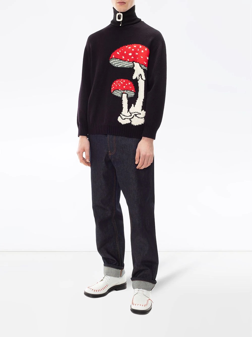 intarsia mushroom crew neck jumper - 2