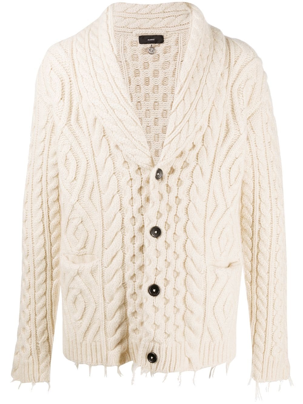 cable-knit raw-edge cardigan - 1