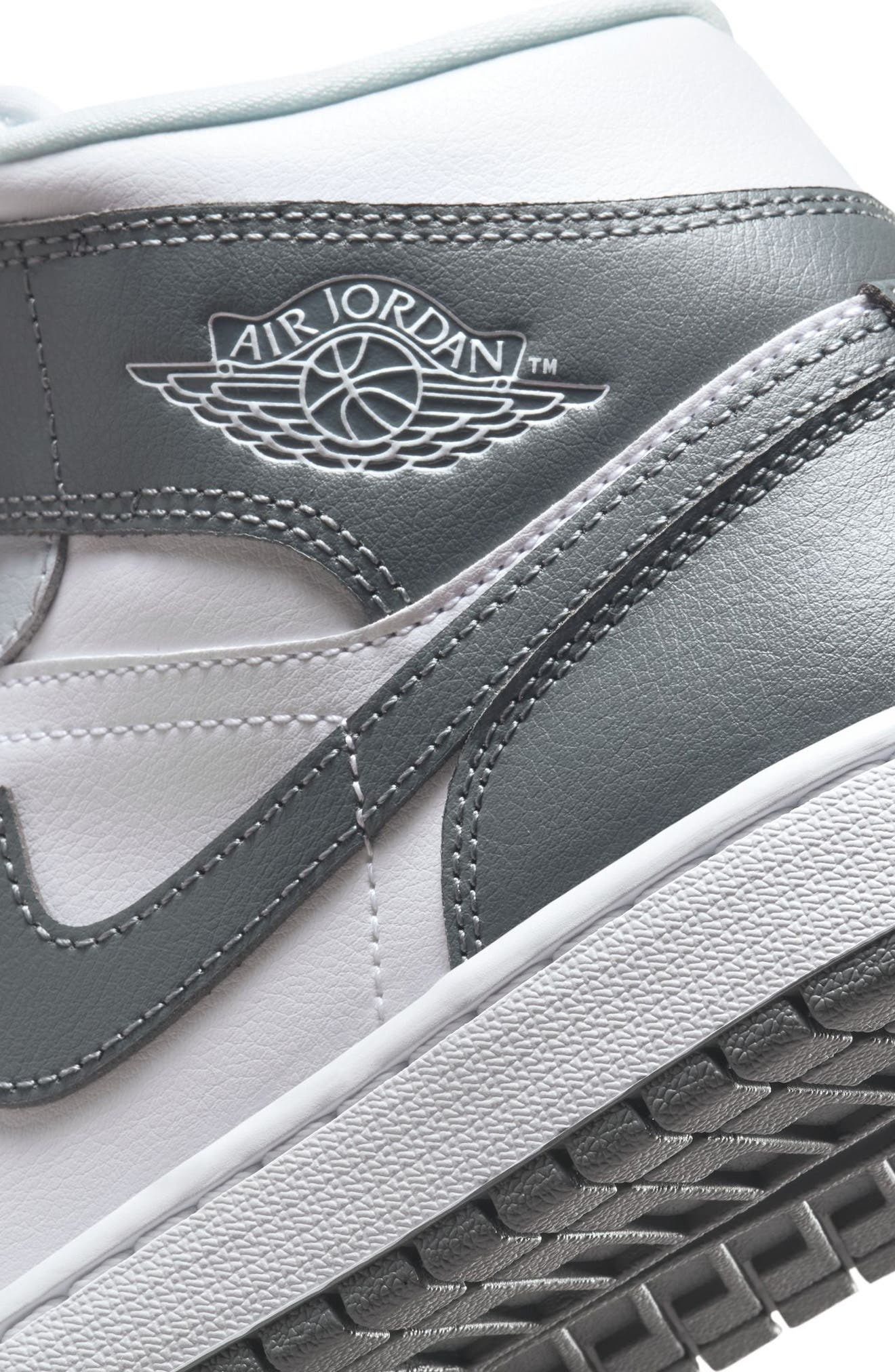 Air Jordan 1 Mid Sneaker in White/Smoke Grey/Platinum at Nordstrom - 7
