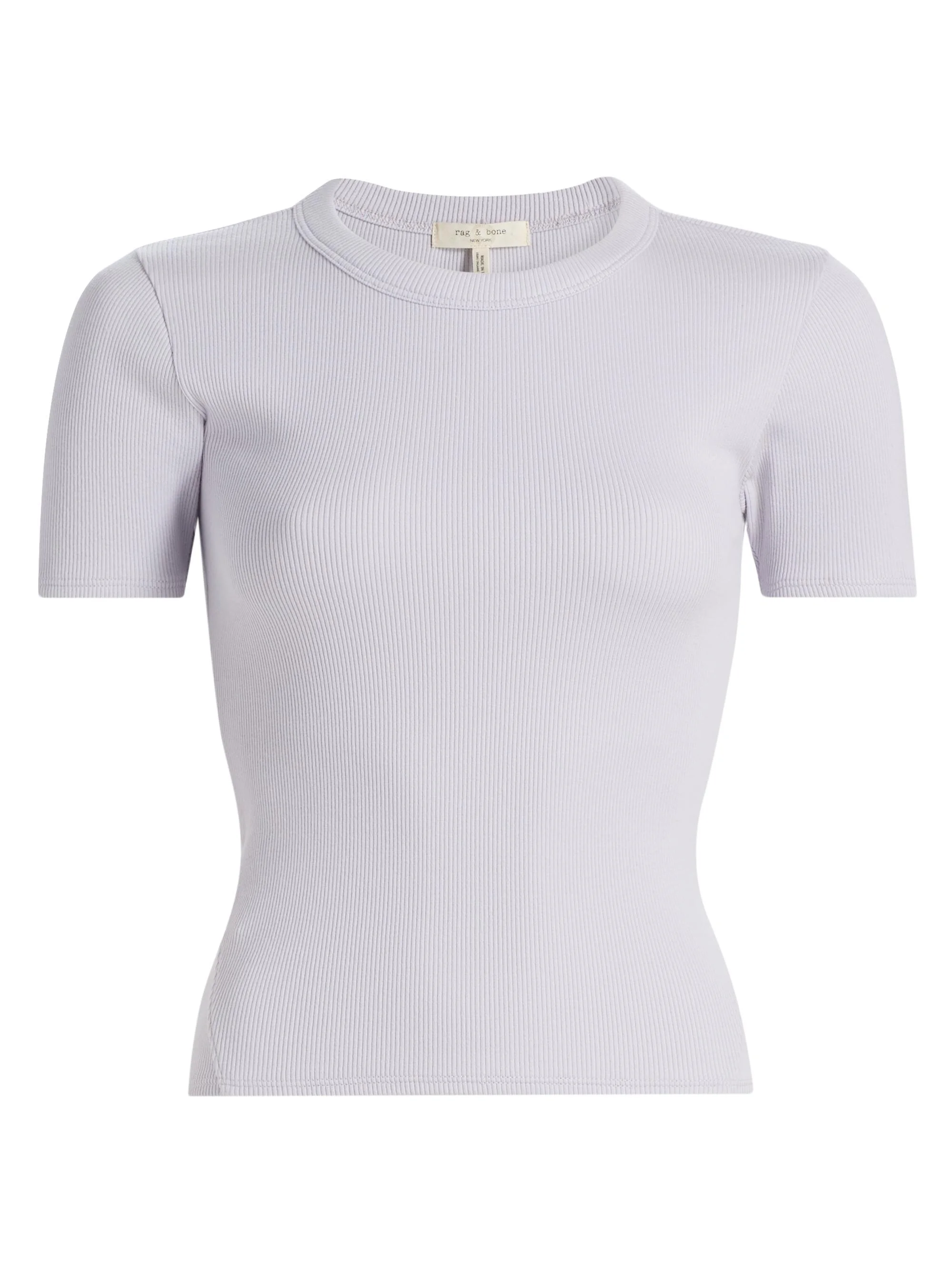Women's Essential Rib Stretch-Cotton Crewneck T-Shirt - Lavender Mist - 1