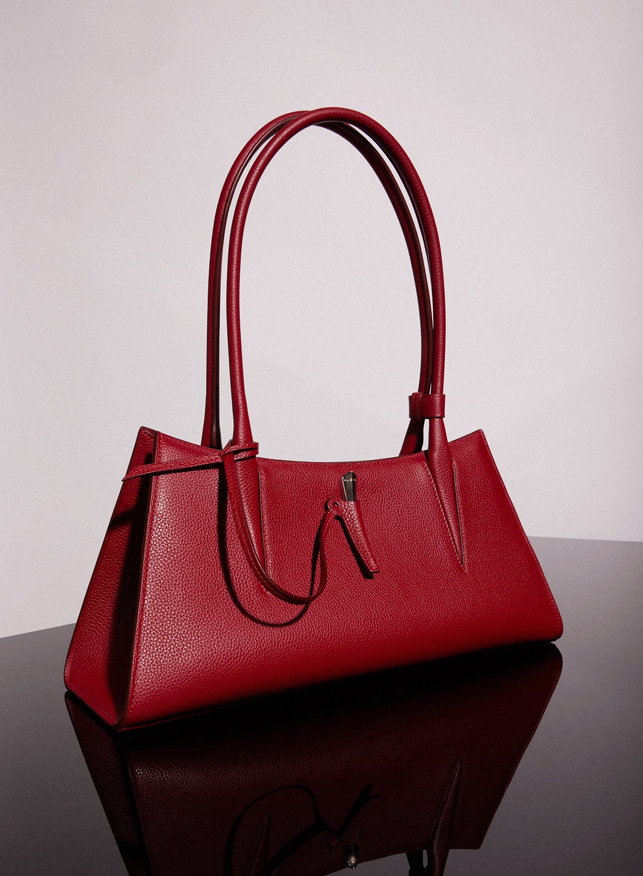 red grained leather fang bag - 3