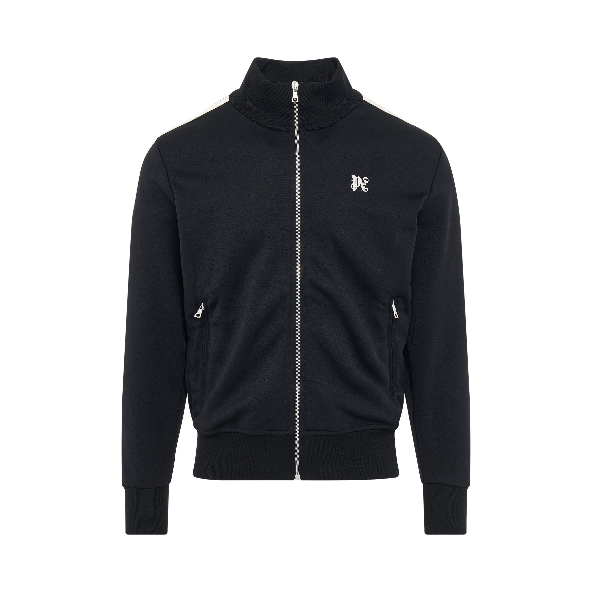 Monogram Embroidered Track Jacket in Black - 1