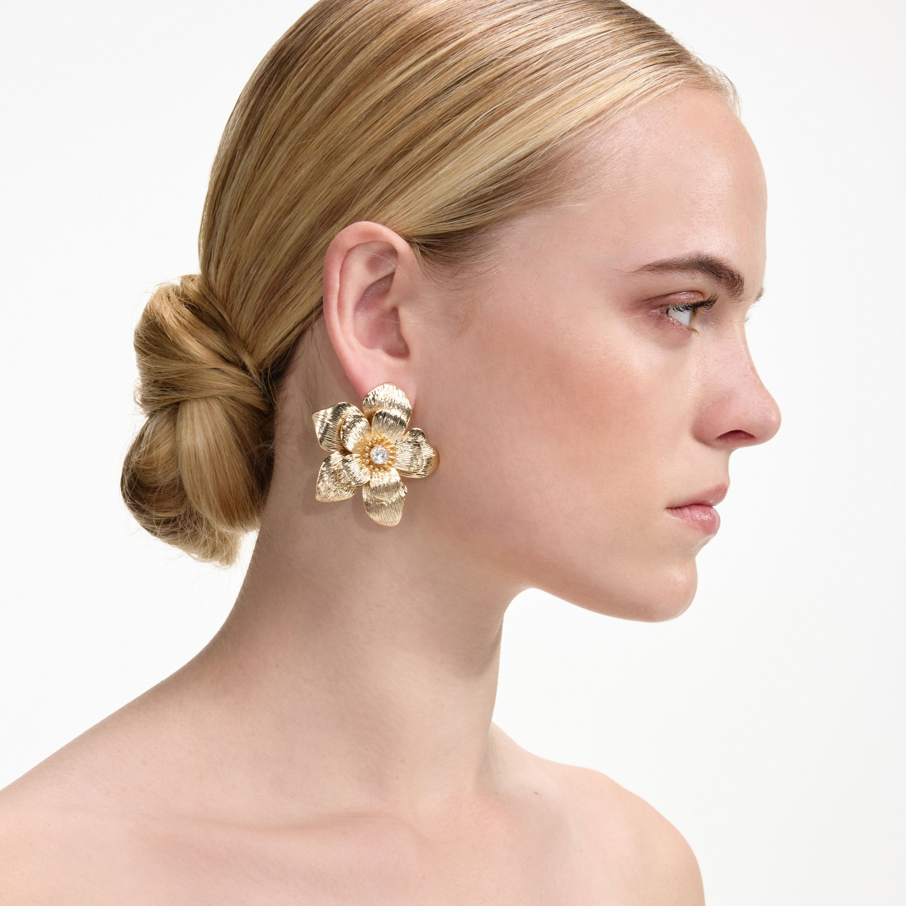 Gold Flower Earrings - 4