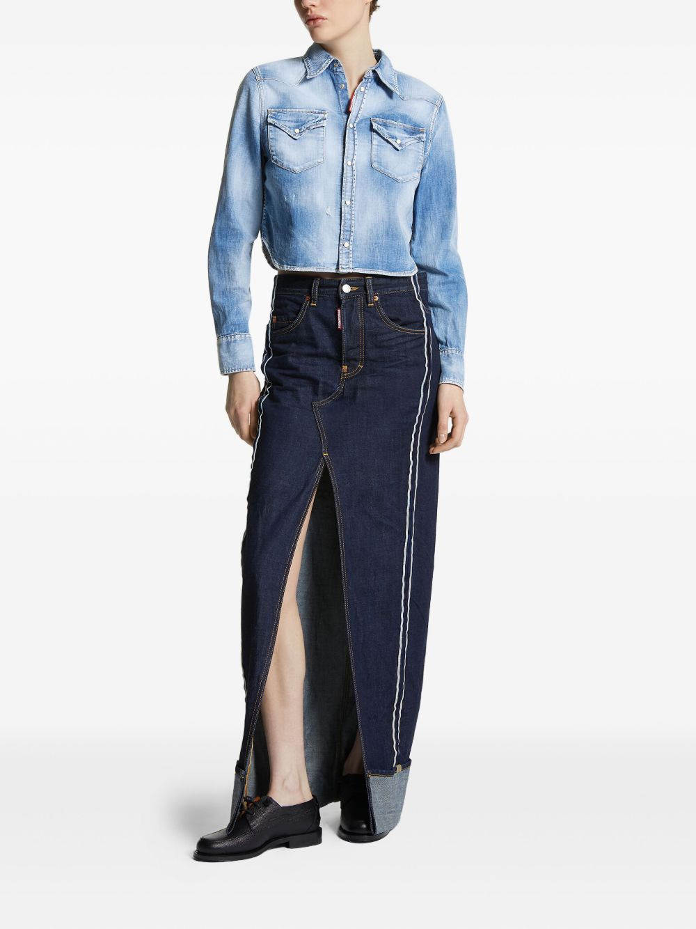 cropped denim shirt - 2